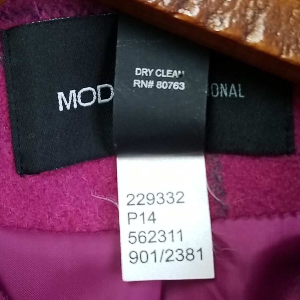 Moda INTERNATIONAL Women Raspberry Wool Peacoat - Picture 11 of 12
